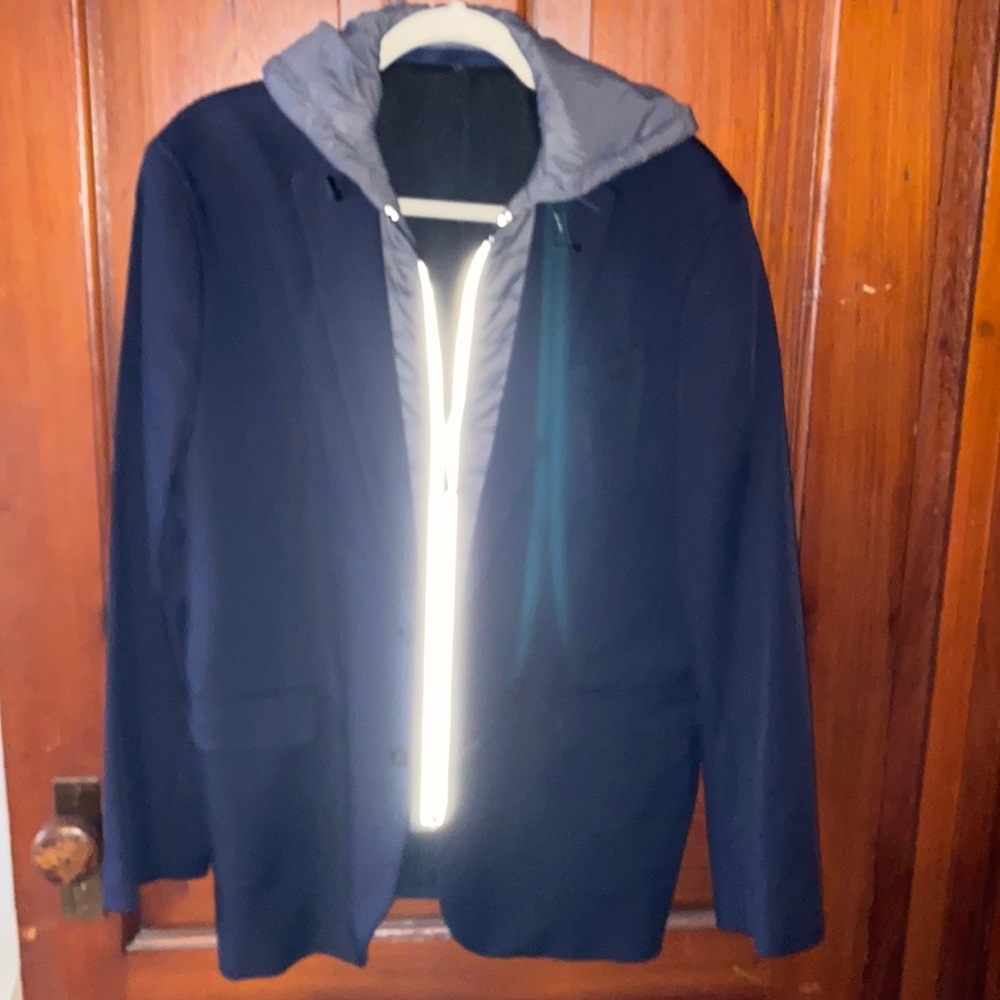 COPY - Express Navy Sport Coat with Zip Out Quilted Hoddie